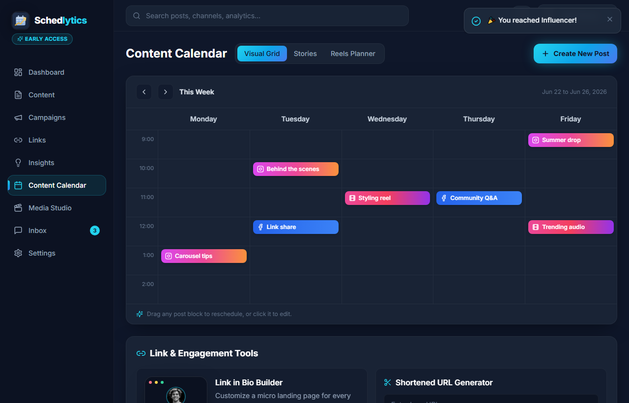 Schedlytics content calendar