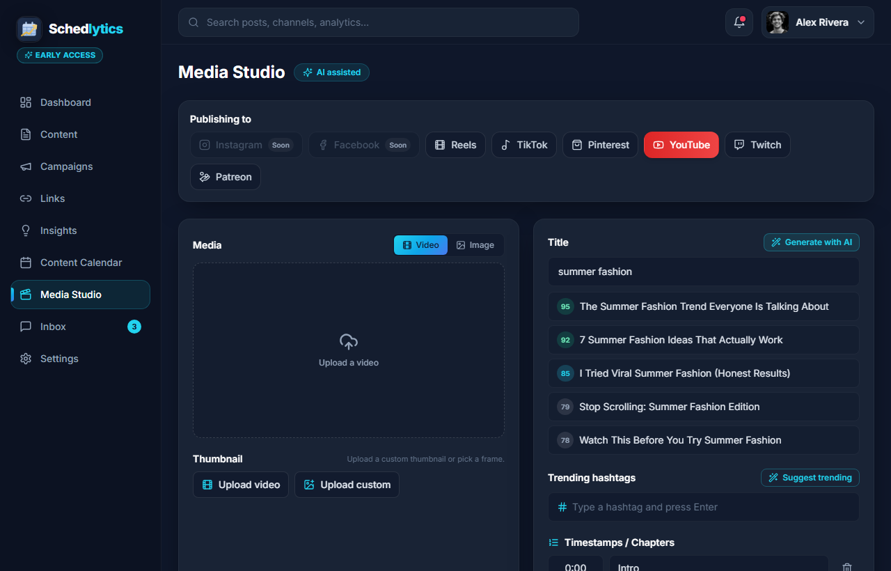 Schedlytics AI Media Studio
